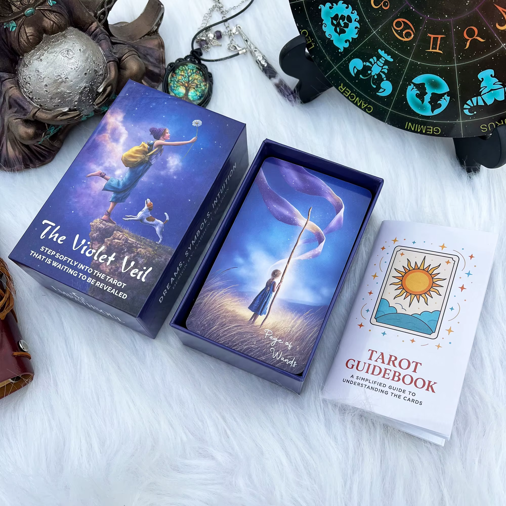 78 cartes de tarot originales avec guide, The Violet Veil, Dreamy Purple, Destiny Divination, jeux d