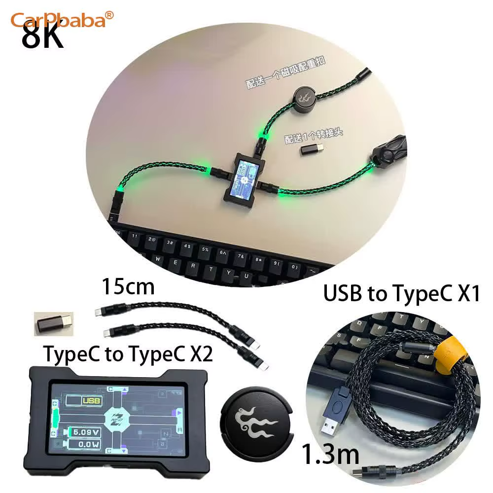 Hub USB G1HM6 8K pour jeux - Hub USB 2 à 3 ports 8000 Hz avec alimentation indépendante et écran, te