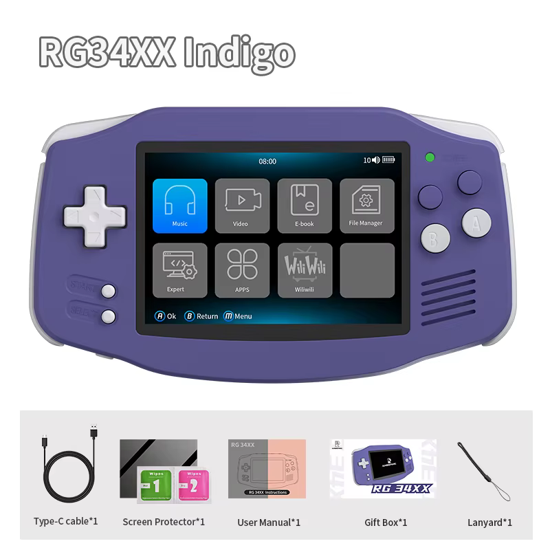 Console de jeu portable Anbernic RG 34XX, écran IPS 3,4 pouces 720*480, Linux 64 bits, 3500 mAh, Blu
