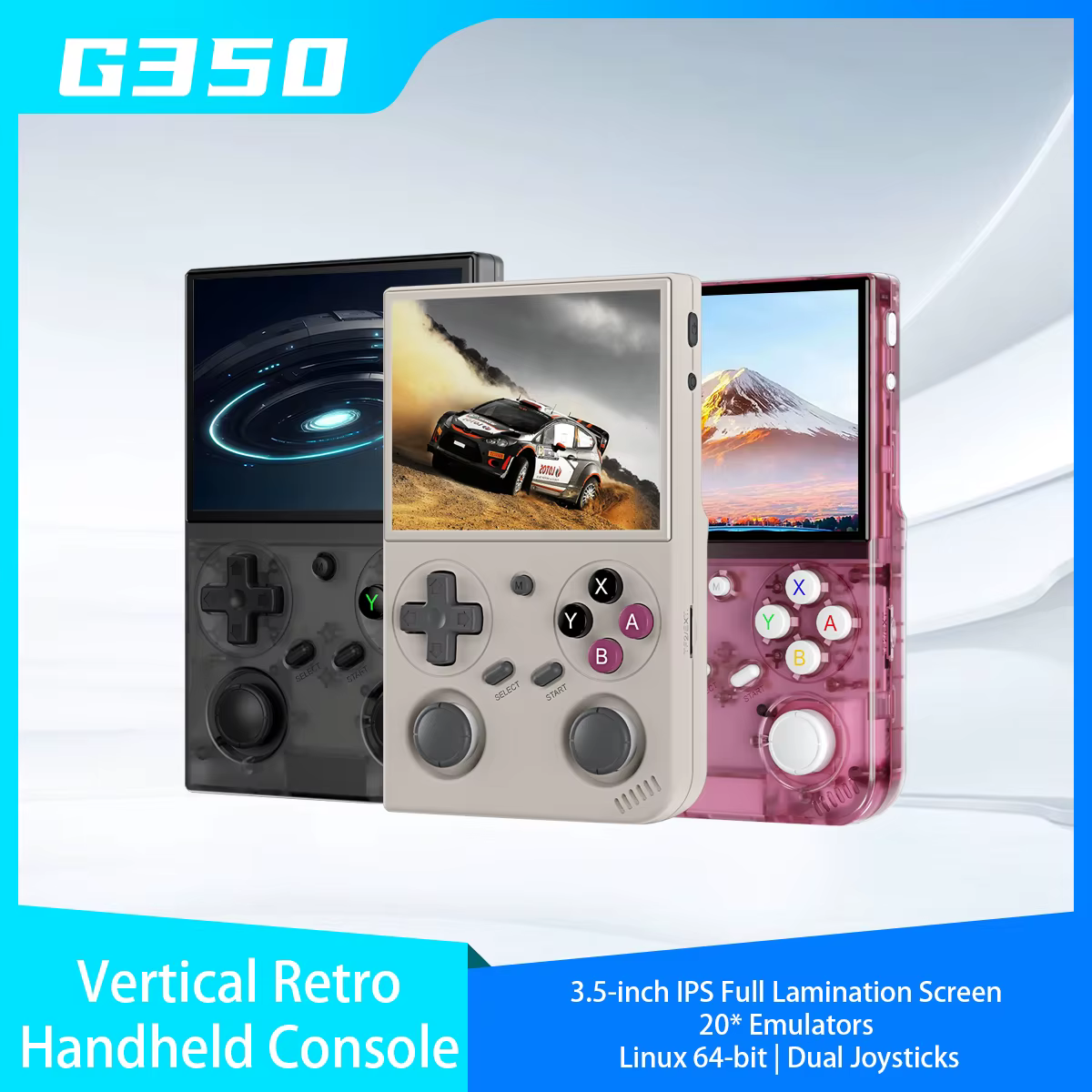 G350 Console de jeu Portable rétro système Linux 64 bits 3.5 "écran IPS RK3326 3200 mAh Console Port