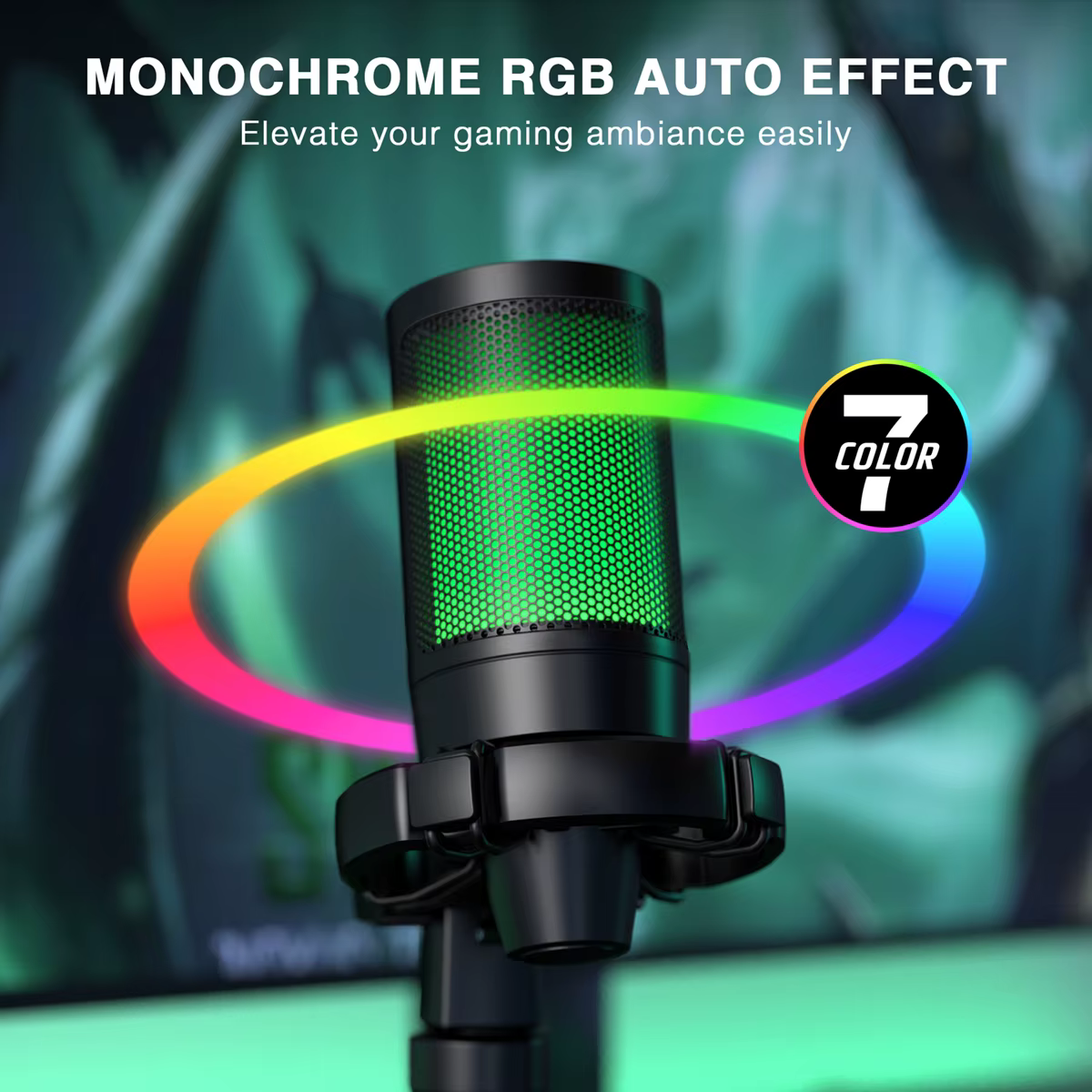 AmpliGame par FIFINE RGB USB Microphone de jeu avec sourdine tactile, micro à condensateur avec trép