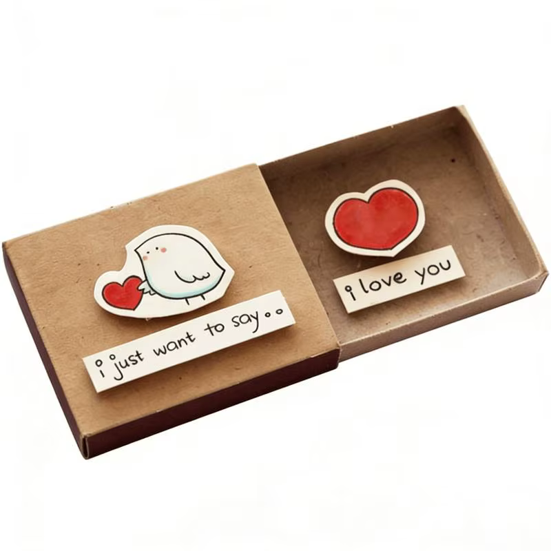 1 pièce - Boîte à messages romantique « Je t'aime » - Cadeau fait main - Carte pour la Saint-Valenti