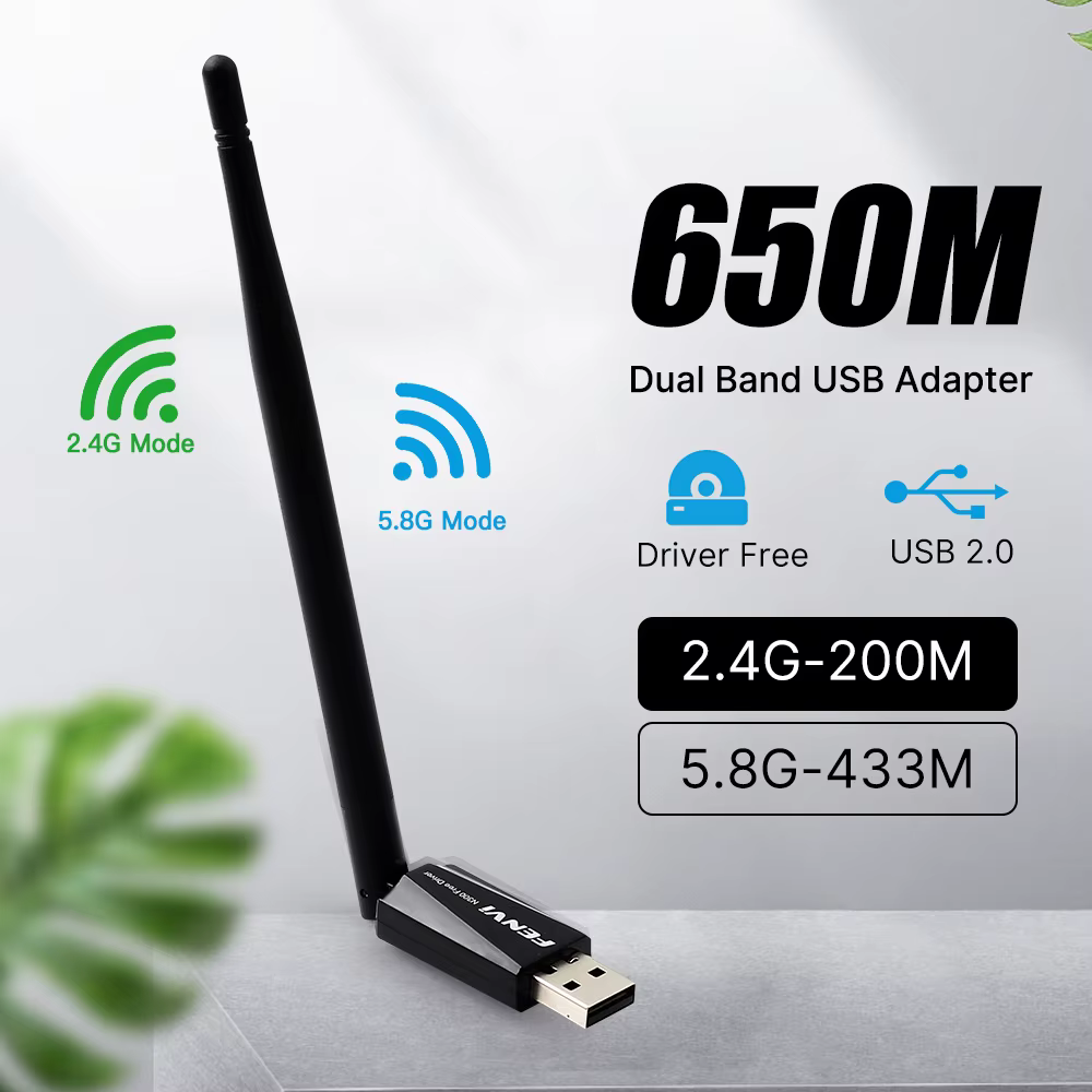 Adaptateur WiFi USB 650M, antenne Wi-Fi 650M 600M RTL8811CU, carte réseau sans fil pour ordinateur d