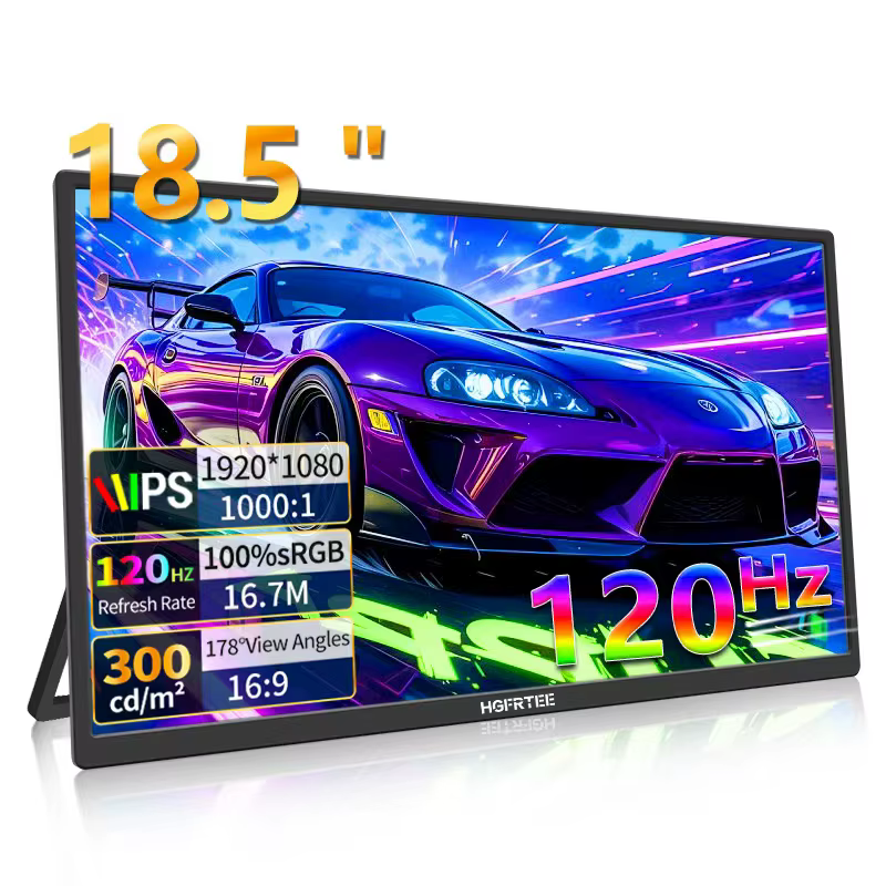 Moniteur portable HGFRTEE 18,5 pouces 120 Hz – Écran de jeu format voyage avec connexion USB-C pour