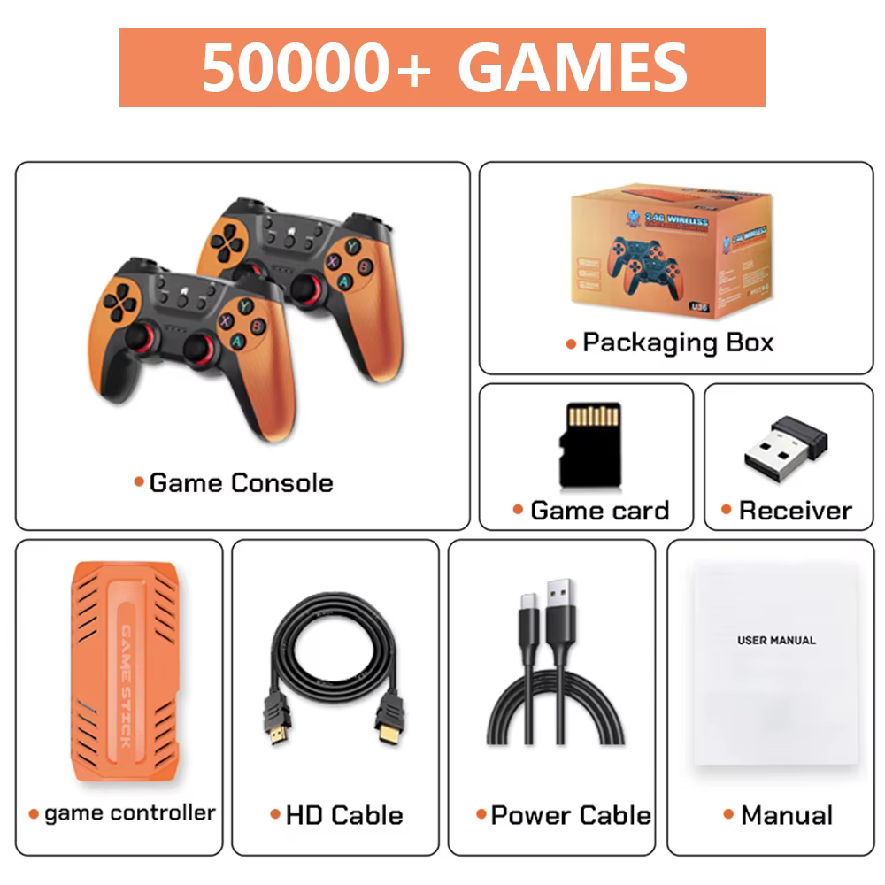 Console de jeu rétro sans fil U36 S905, 128 go, plus de 50,000 jeux, prise en charge de 40 + émulate