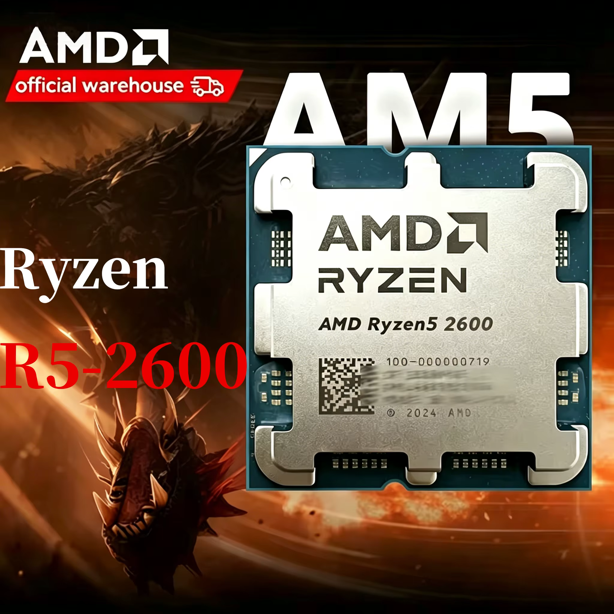 Processeur de bureau pour jeux AMD Ryzen 5 2600 6 cœurs 12 threads 3,4 GHz 16 Mo de cache L3 Haute p