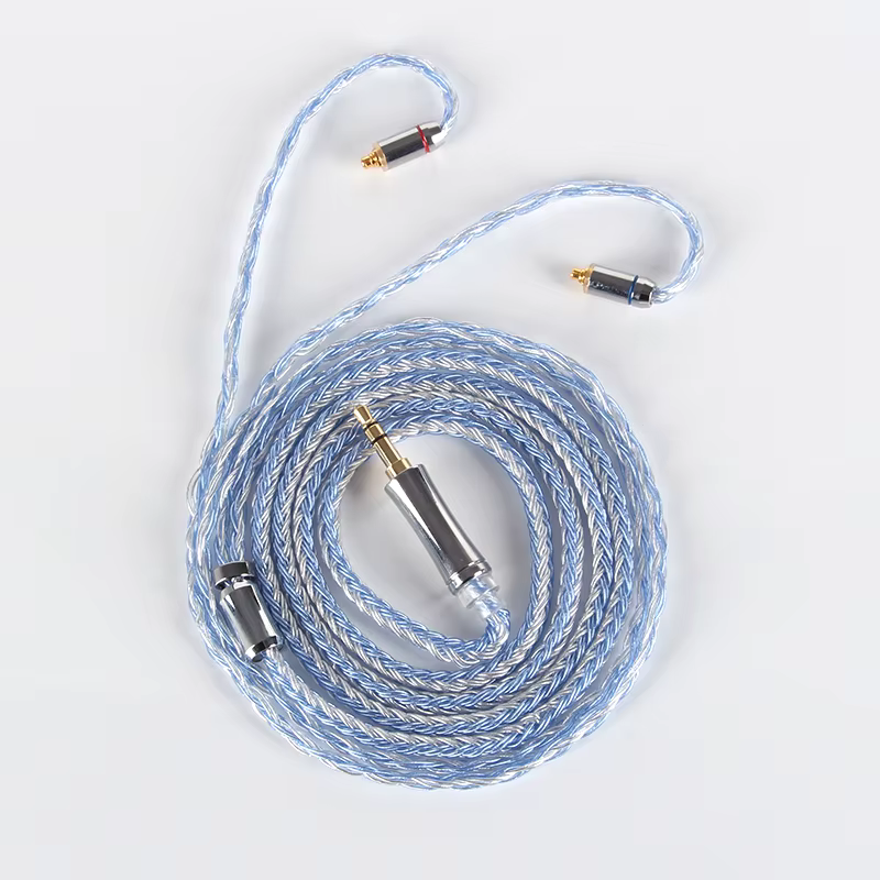 XINHS 16 Core bleu argent mélangé 5N monocristallin cuivre argent plaqué écouteur câble de mise à ni