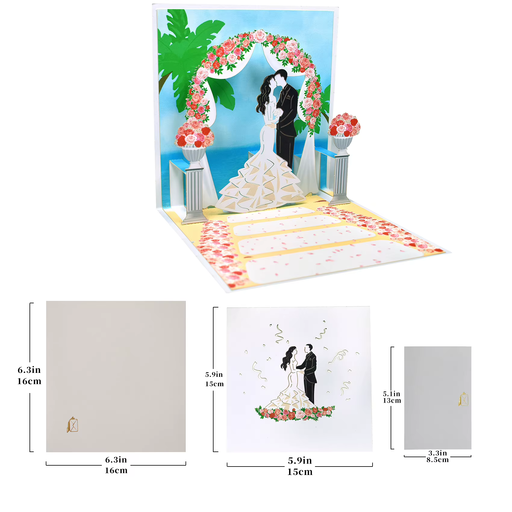 Carte pop-up 3D pour anniversaire de mariage, femme, mari, couple, carte de vœux romantique