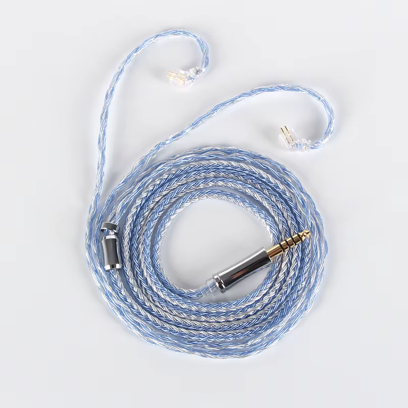 XINHS 16 Core bleu argent mélangé 5N monocristallin cuivre argent plaqué écouteur câble de mise à ni