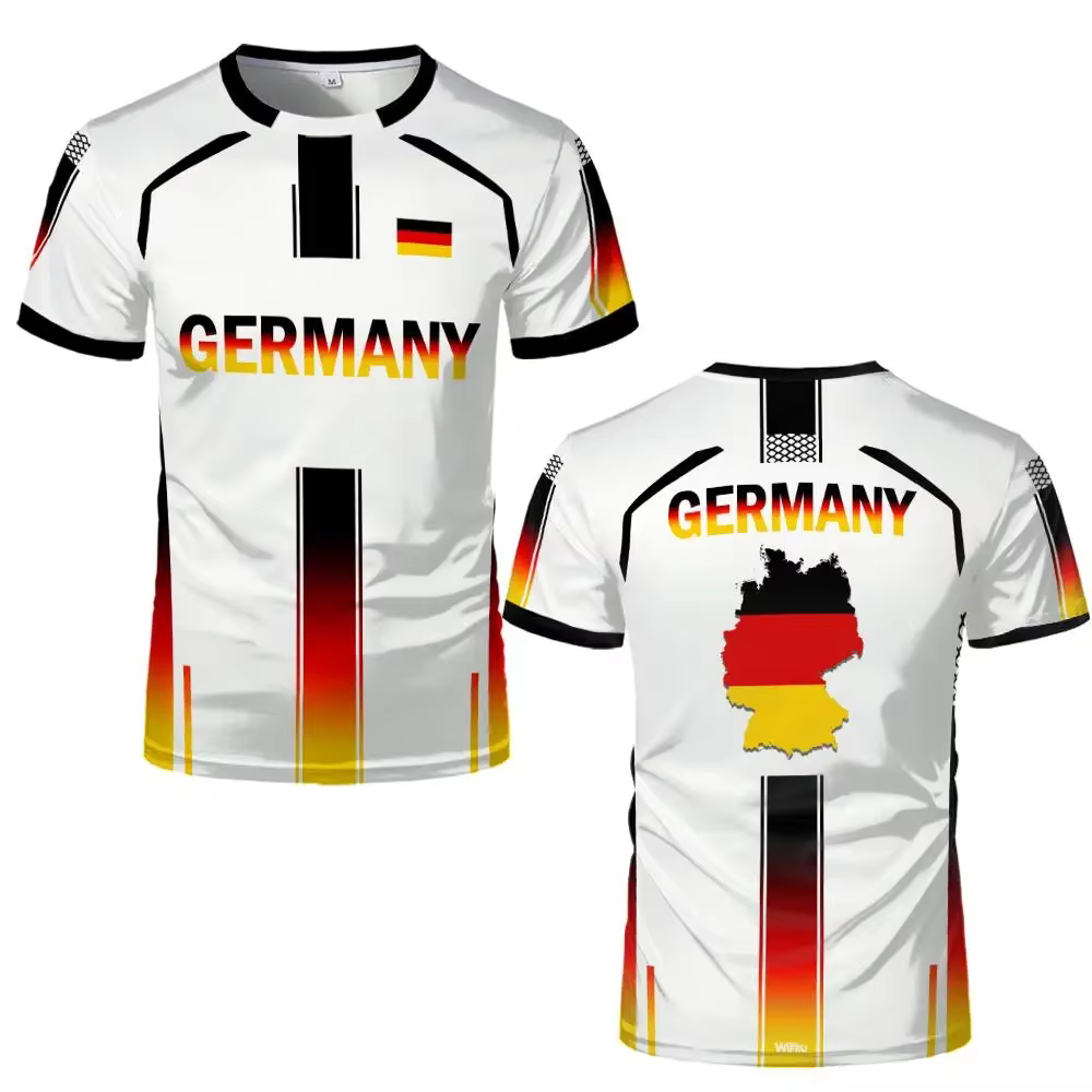 T-shirt avec drapeau national allemand pour hommes et femmes, impression 3D, respirant, pour sports