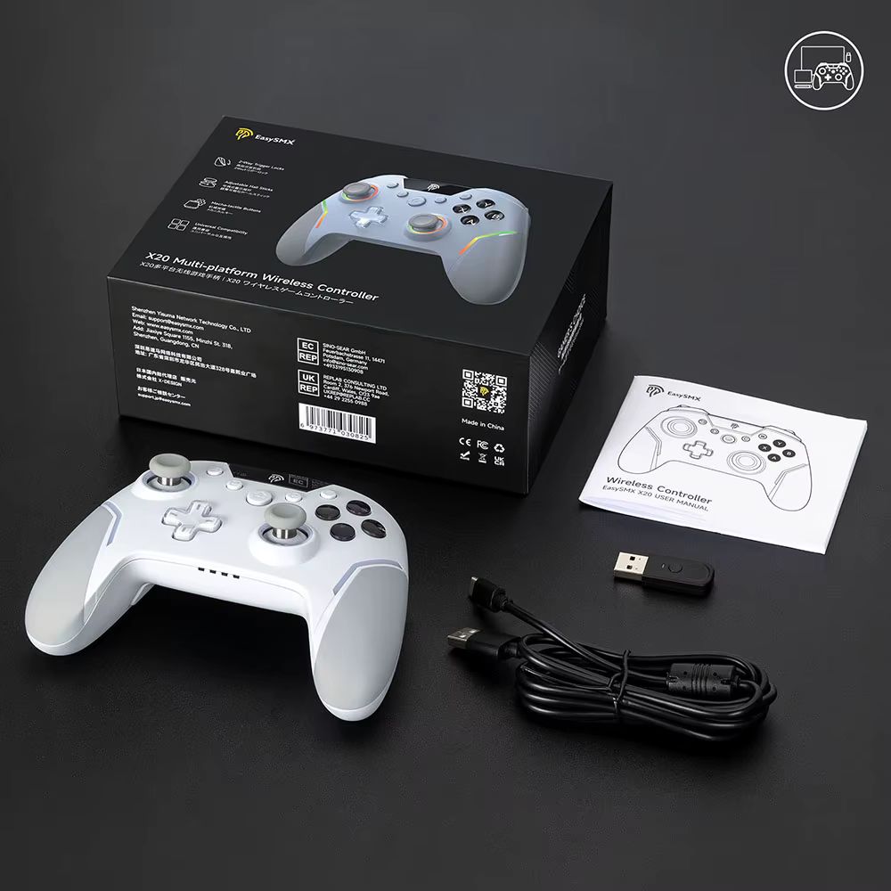 Manette de jeu sans fil EasySMX X20, contrôleur amélioré compatible avec PC/NS/TV/téléphone/ordinate