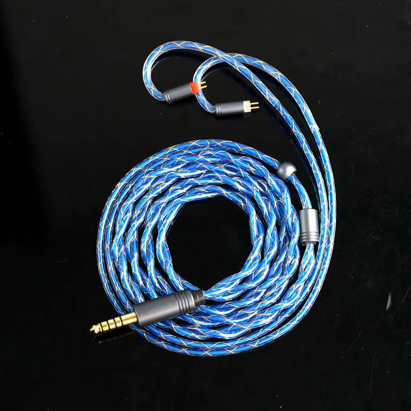 XINHS S32 câble d'écouteurs HIFI plaqué argent en cuivre monocristallin ange bleu à 2 cœurs
