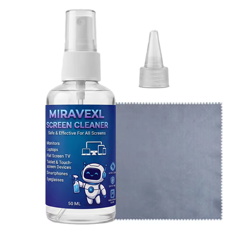 Kit de nettoyage d'écran 50 ml avec chiffon en microfibre, solution liquide sans alcool pour télévis