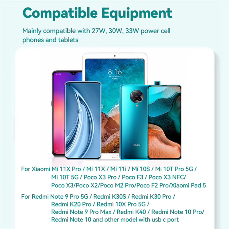 Pour Xiaomi 67W chargeur rapide prise britannique adaptateur de Charge Turbo 6A câble Usb Type C pou