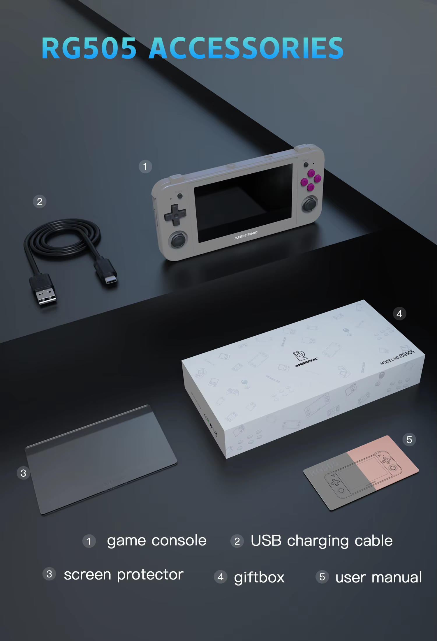 ANBERNIC – Console de jeu portable RG505, Android 12, Unisoc Tiger T618, 128 go intégré, préchargés,