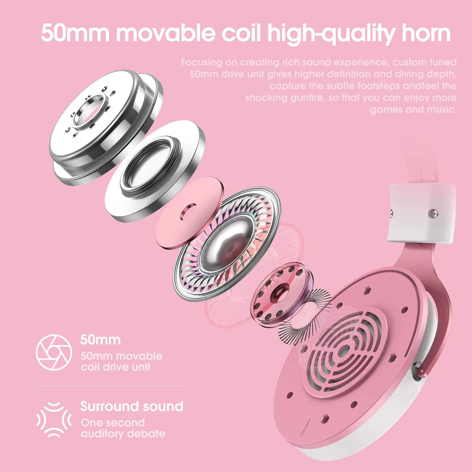 ONIKUMA-Casque de jeu X10 avec poignées amovibles, oreille de chat mignonne, éclairage RBG, casque d