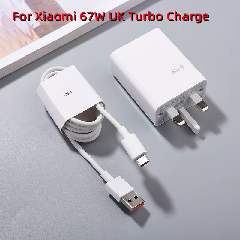 Pour Xiaomi 67W chargeur rapide prise britannique adaptateur de Charge Turbo 6A câble Usb Type C pou