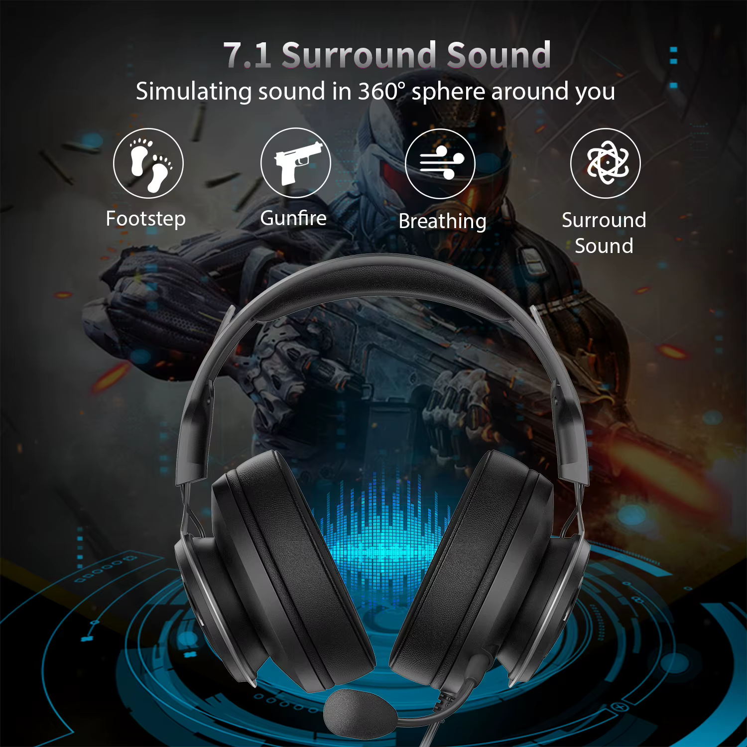 Edifier G35 casque de jeu ENC suppression de bruit micro USB sur l'oreille casque avec 7.1 son envir