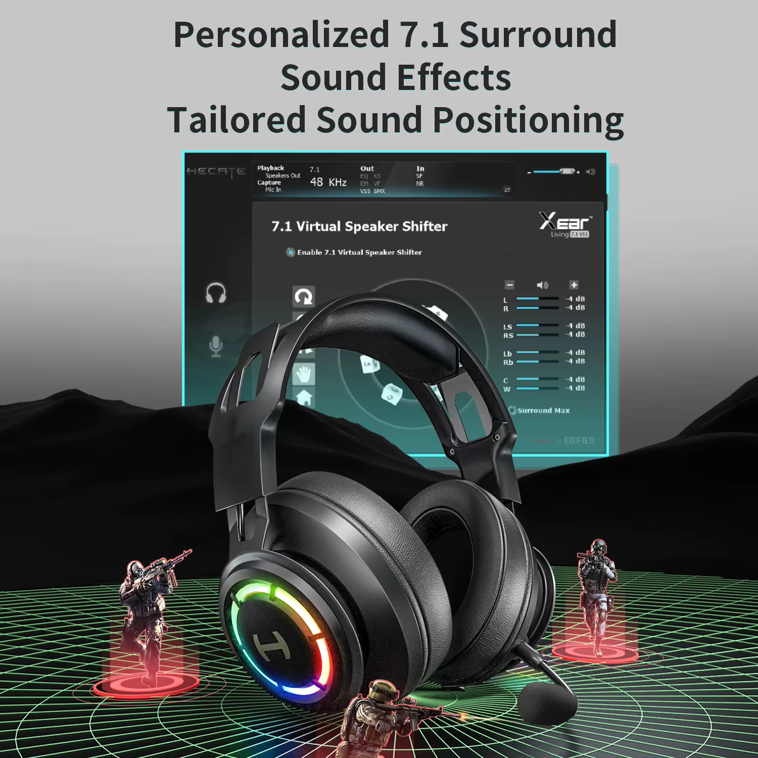 Edifier G35 casque de jeu ENC suppression de bruit micro USB sur l'oreille casque avec 7.1 son envir