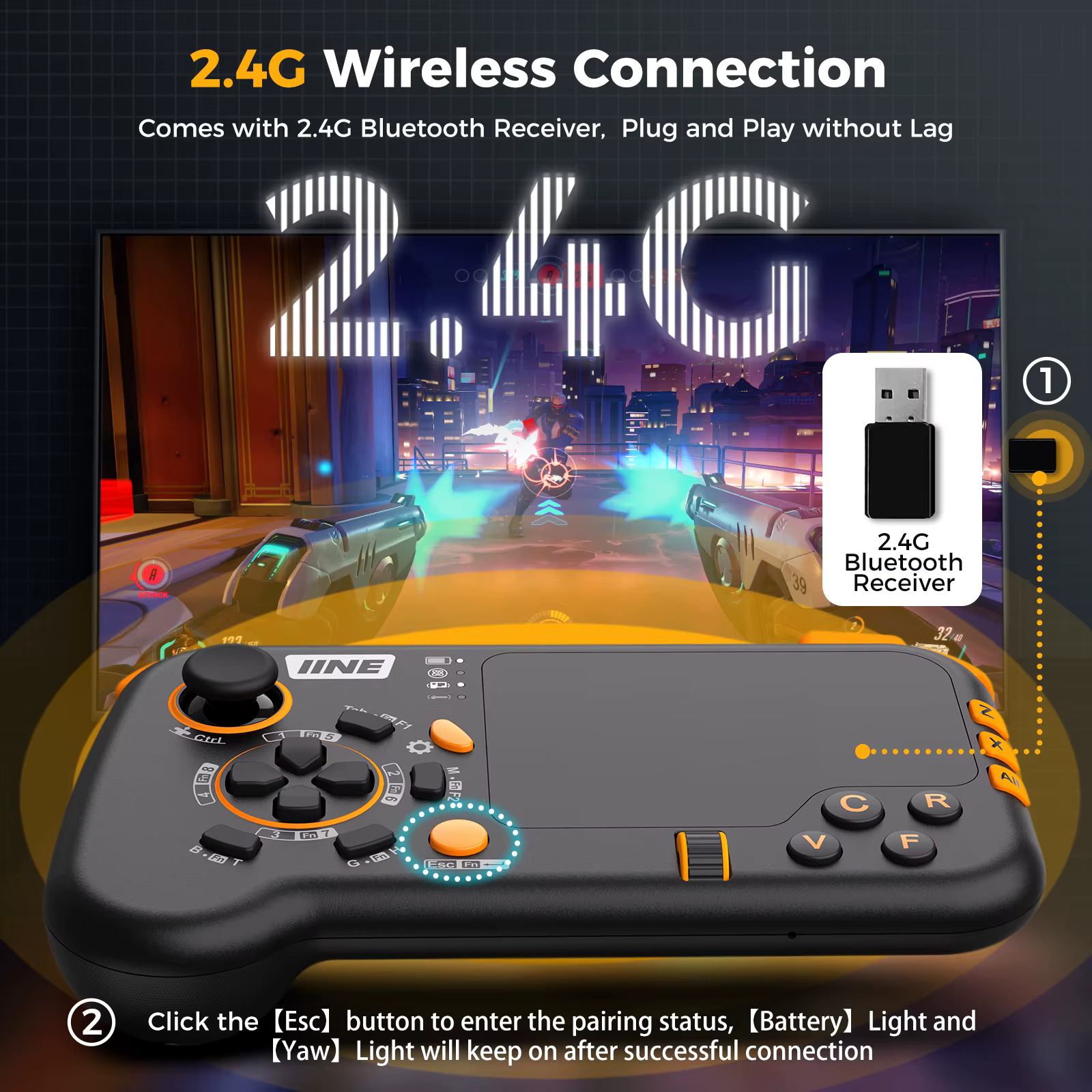 Contrôleur de tapis de souris sans fil IINE Ungrade noir et fil rose pour PS4/PS5/PC, comme ensemble