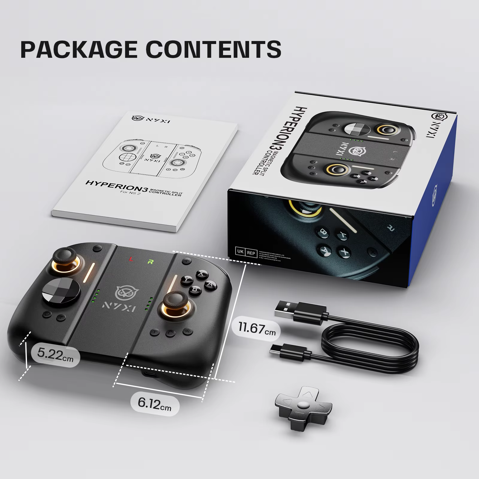 Manette NYXI Hyperion 3 pour Switch2, Joycon sans fil, 9 gyros, vibration turbo, nouvelle sortie