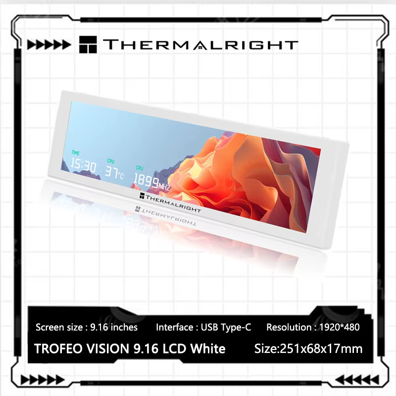 Écran LCD IPS Thermalright TROFEO VISION, 9,16 pouces/magnétique/résolution 1920*480/port USB Type-C