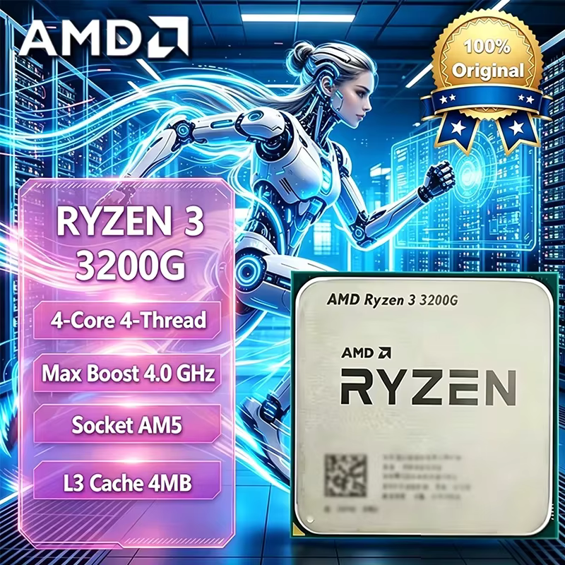 Processeur AMD Ryzen 3 3200G R3 3200G 3,6 GHz Quad-Core Quad-Thread 65W CPU L3=4M YD3200C5M4MFH Sock