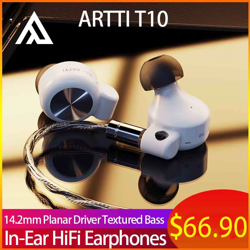 ARTTI T10 écouteurs intra-auriculaires HiFi moniteurs IEM filaires pilote planaire 14.2mm basses tex