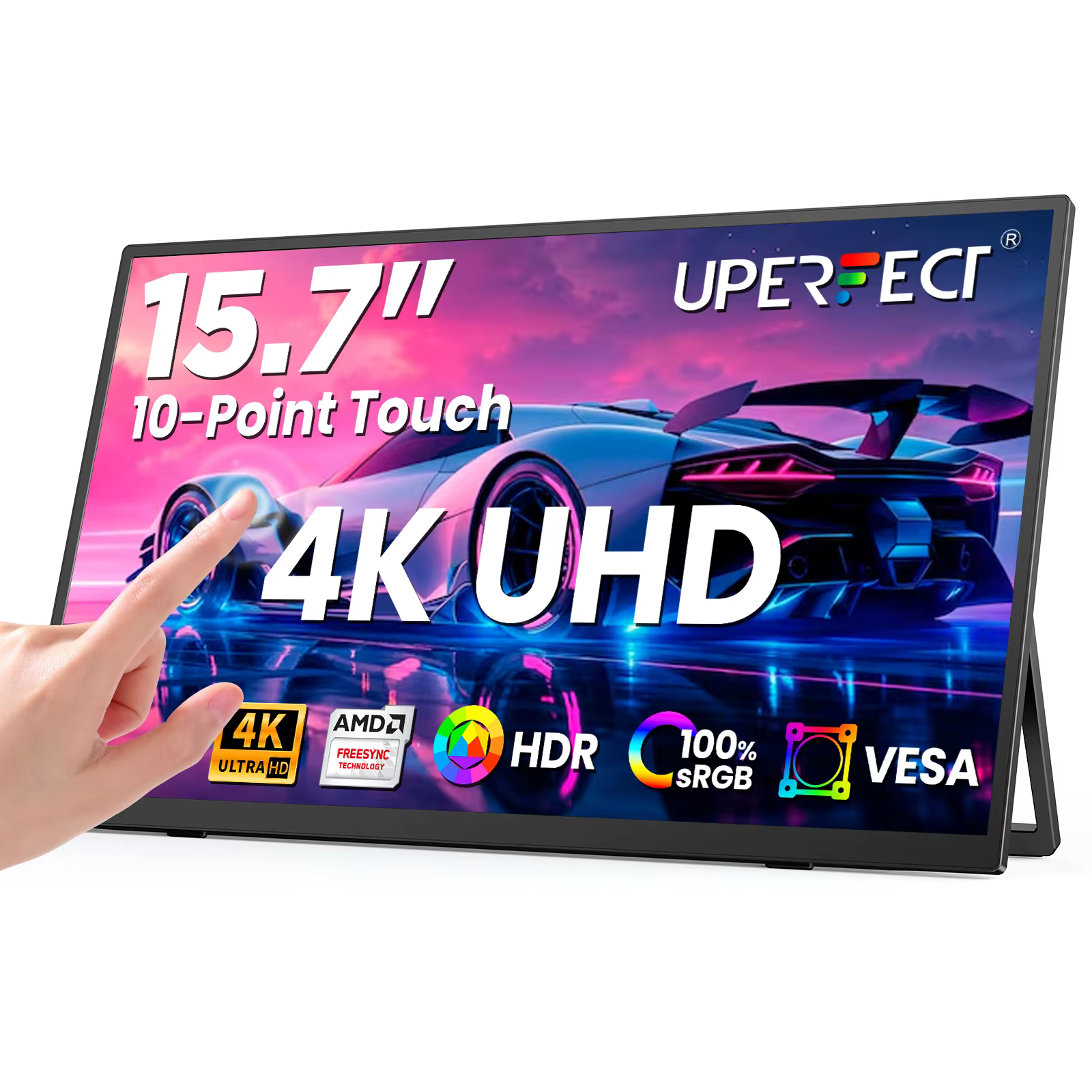 UPERFECT Moniteur portable tactile de 15,7 pouces pour écran tactile 4K de l'ordinateur portable de 