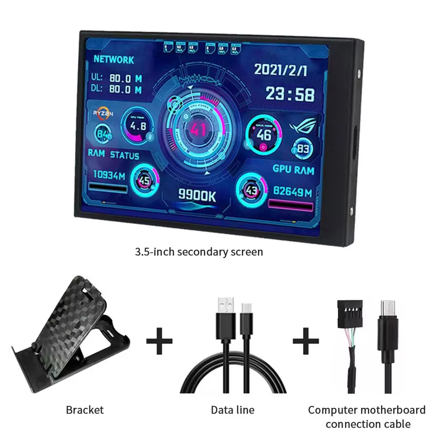 3.5 pouces Mini ordinateur écran secondaire IPS USB C écran secondaire pour ordinateur CPU GPU RAM H