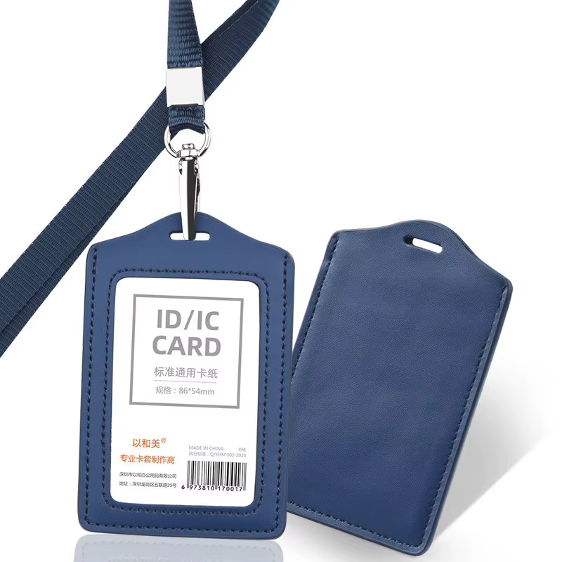 Porte-cartes en cuir avec cordon, porte-badge de travail, étui pour certificat, pour hommes et femme