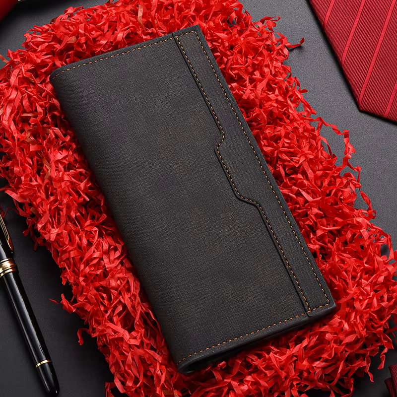 Portefeuille Homme Luxe Designer, Long et Fin, Simple, Multi-emplacements pour Cartes, Porte-monnaie