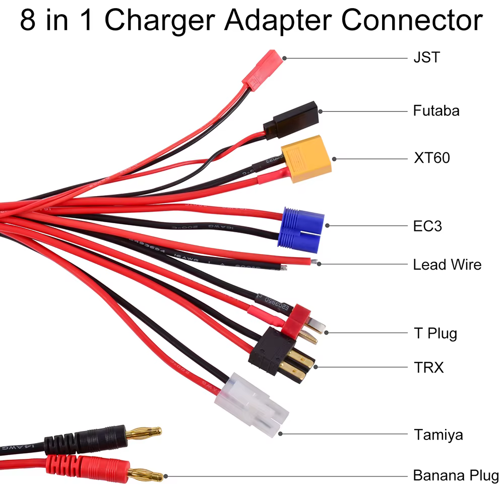 Connecteur adaptateur de chargeur RC 8 en 1, 4.0mm, banane XT60 TRX Tamiya Lipo pour Drone de voitur