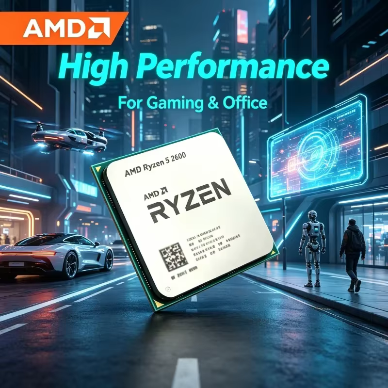 Processeur AMD Ryzen 5 2600 Original pour ordinateur de bureau, 6 cœurs/12 threads, 3,4 à 3,9 GHz, s