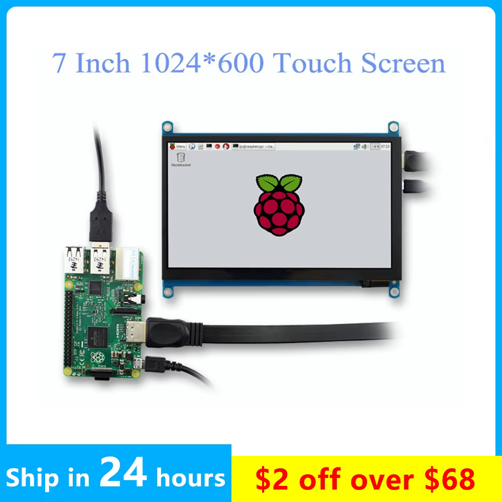 Écran Tactile Portable HD 1024x600 TFT LCD de 7 Pouces, Mini PC, Moniteur HDMI, USB, Sans Support de