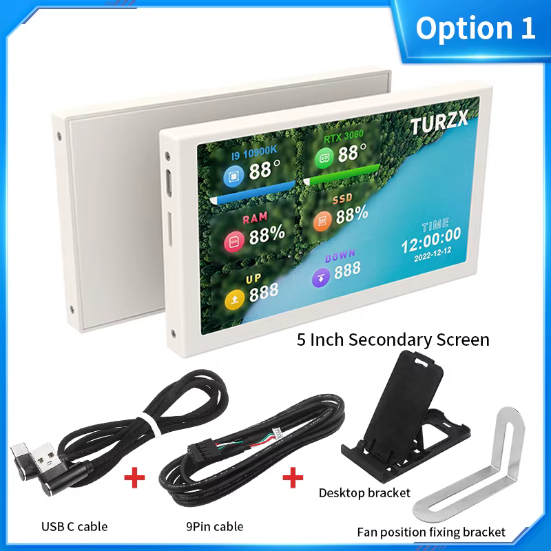 Écran secondaire IPS type-c de 5 pouces, écran LCD dynamique 800x480, CPU GPU RAM HDD, surveillance 