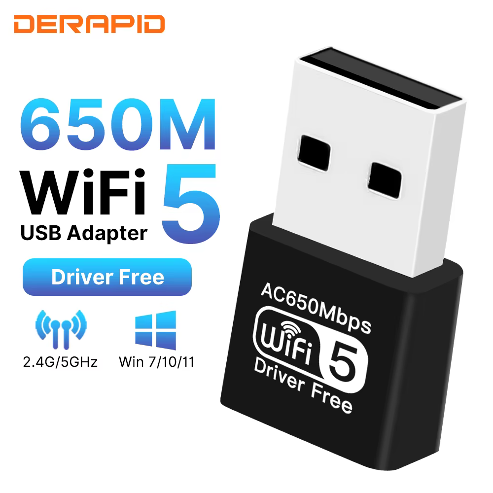 Adaptateur WiFi double bande AC650, double antenne à Gain élevé, réseau sans fil, adaptateur USB pou