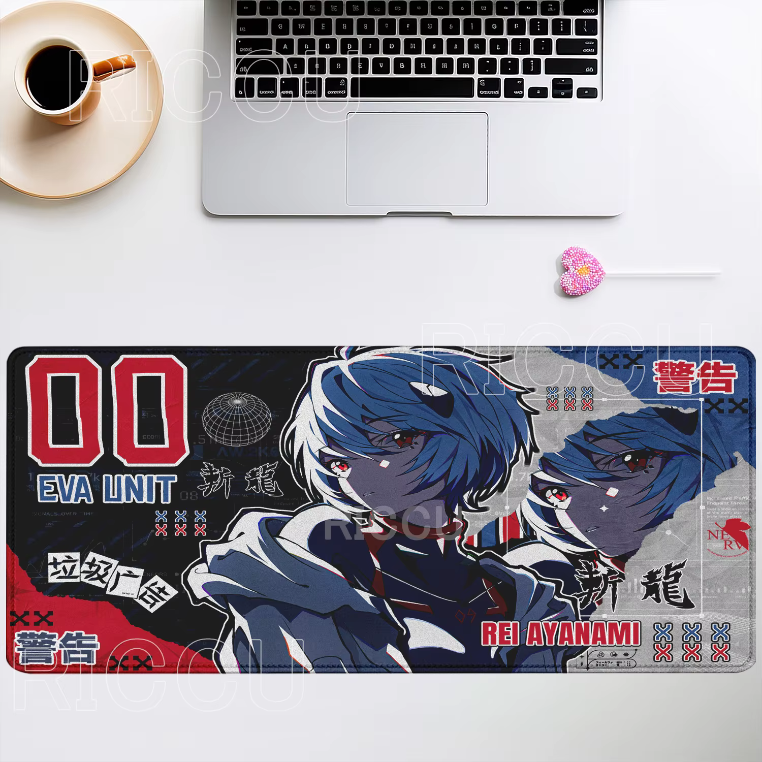 Grand tapis de souris E-E-Evangelione XXL pour gamer, accessoires de bureau, tapis de souris pour cl