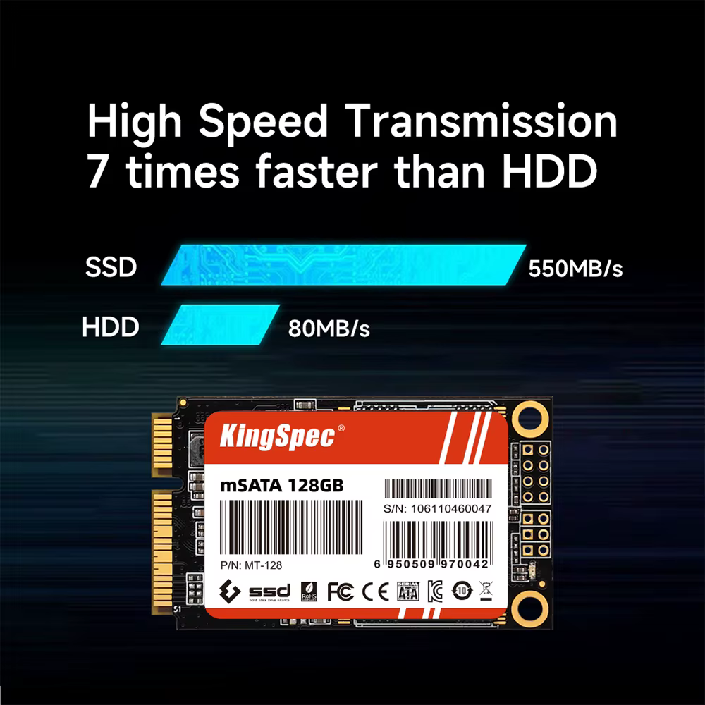 KingSpec – disque dur interne SSD mSATA, avec capacité de 128 go, 256 go, 512 go, 1 to, PCIe, pour D