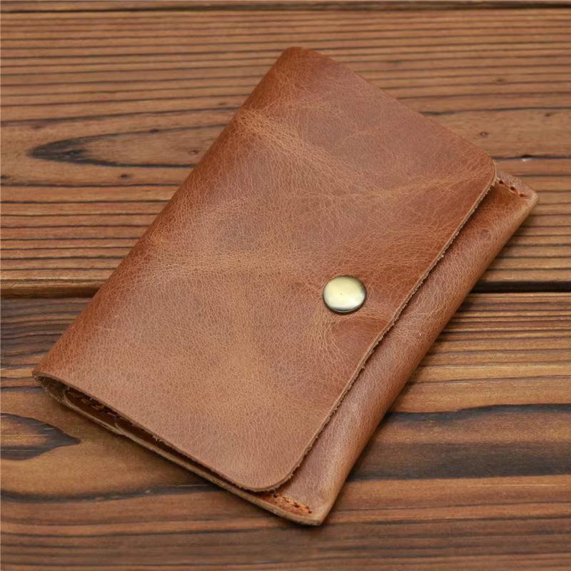 Porte-cartes de visite en cuir véritable pour hommes – Étui mince pour cartes de crédit et cartes d'
