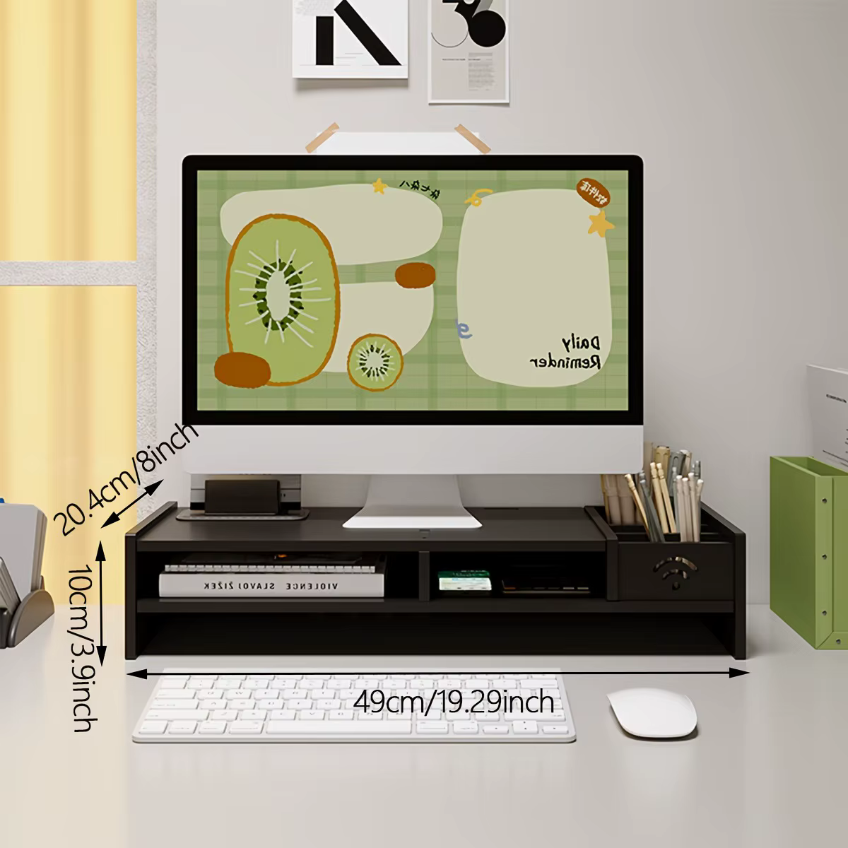 Support de moniteur d'ordinateur de bureau, rehausseur d'écran pour dortoir, support de rangement et