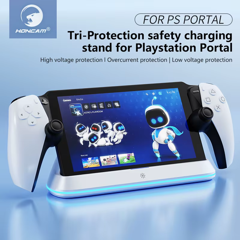 HONCAM Station de chargement pour PlayStation Portal 7 Modes d'éclairage rvb support de chargeur de