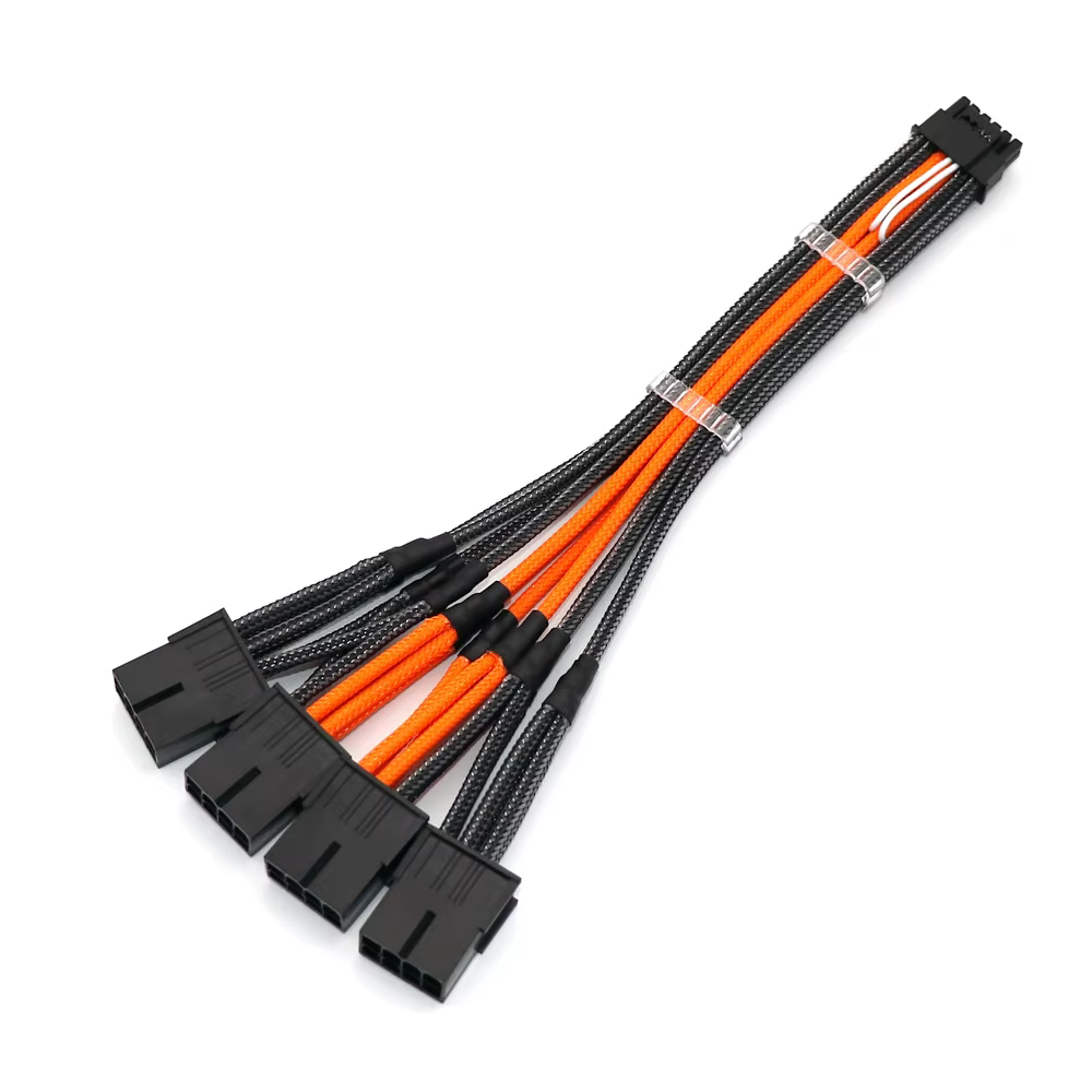 Carte vidéo de fouille GPU, câble d'extension d'alimentation, 4090, 600W, 12 + 4 broches à 4 pièces,