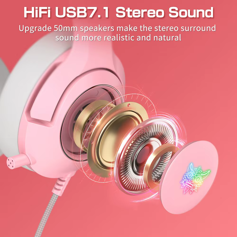 ONIKUMA K9 Filaire Casque avec RGB Lumière Flexible HD Mic 3.5mm Gaming Casque Ordinateur Écouteurs 