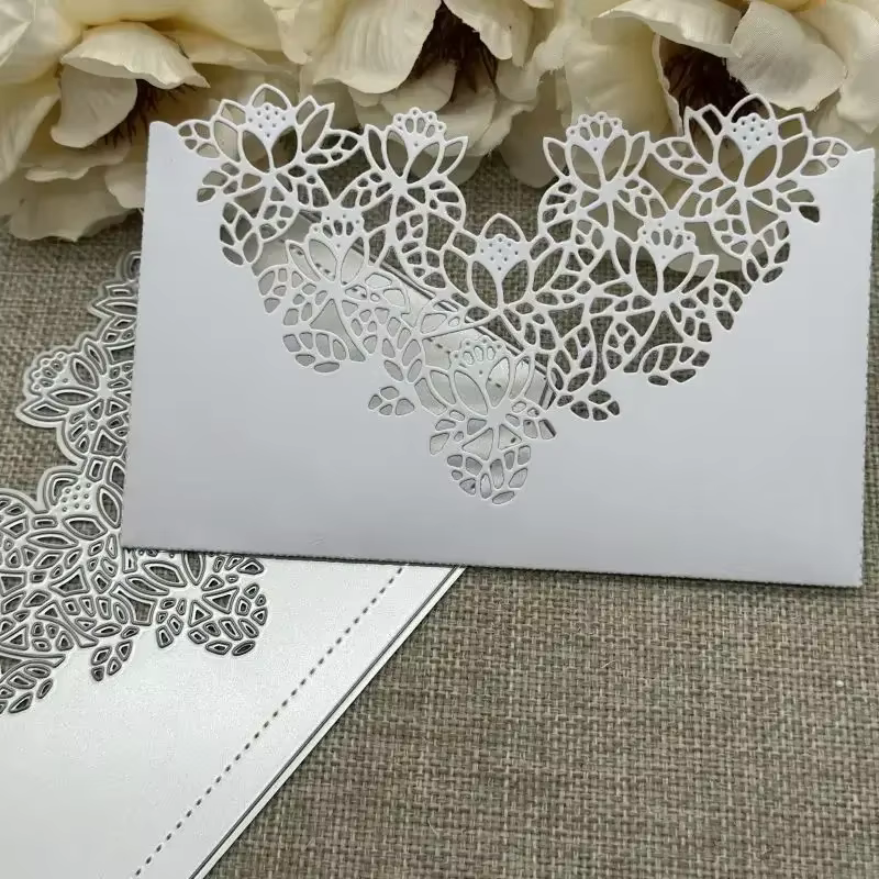 Matrices de découpe en métal pour cartes de vœux à bordure florale, pochoirs pour scrapbooking DIY, 