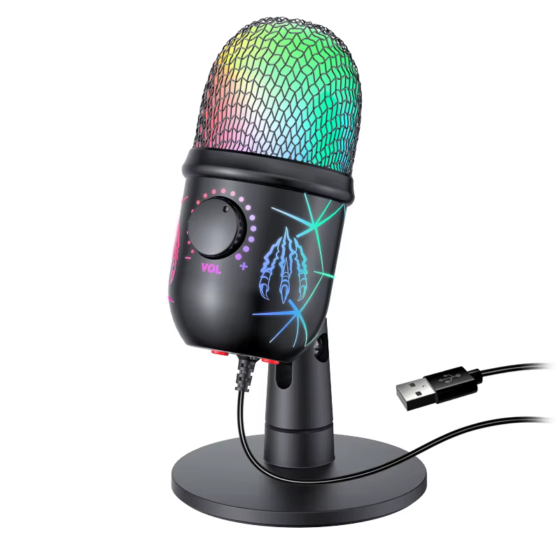 Microphone de jeu USB pour PC, micro de Podcast à condensateur pour enregistrement en Studio avec pr