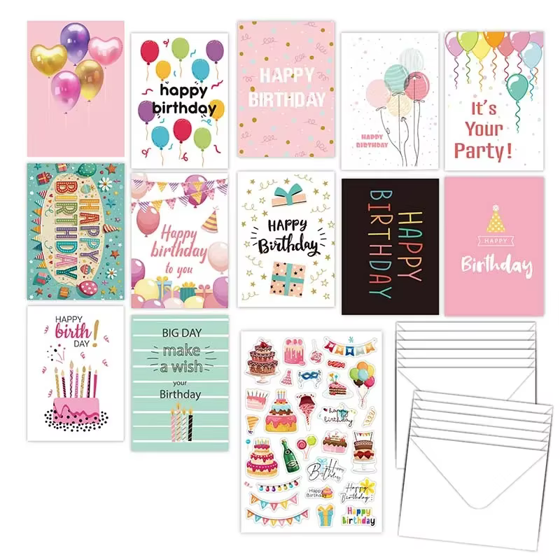 Ensemble de cartes de vministériels x d'anniversaire avec enveloppe et autocollant, carte de message