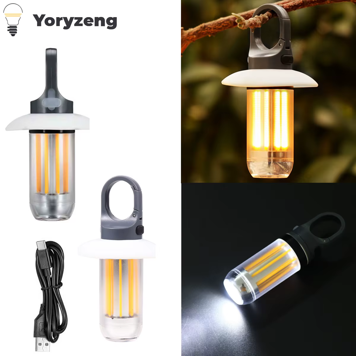 Portable USB Rechargeable LED Camping travail lumière lanterne lampe de poche étanche Super lumineux