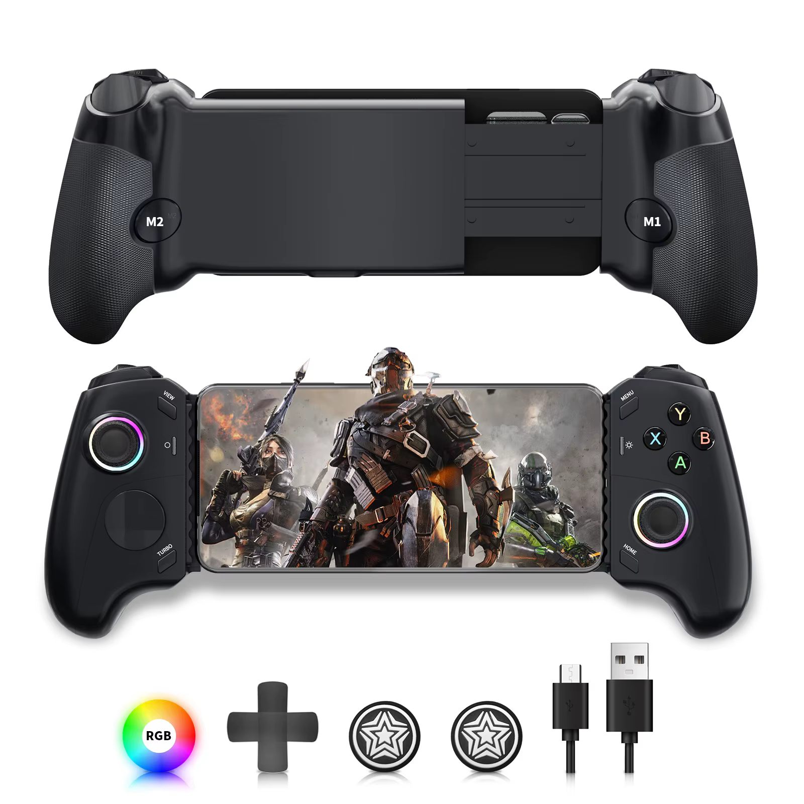 Contrôleur de jeu mobile AceGamer type-c pour iPhone série 15/Android, manette de jeu extensible Plu