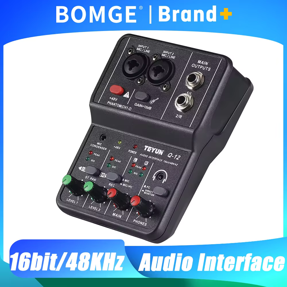 Interface audio portable professionnelle 2 canaux, console mini USB MIXER pour enregistrement guitar